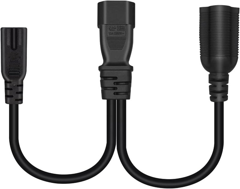 TEWOXIN IEC320 C14 to C7 + NEMA 5-20R Y Splitter Power Cord, Heavy-Duty 18AWG, for High-Power Devices & Electronics(1FT/0.3M) - Image 4